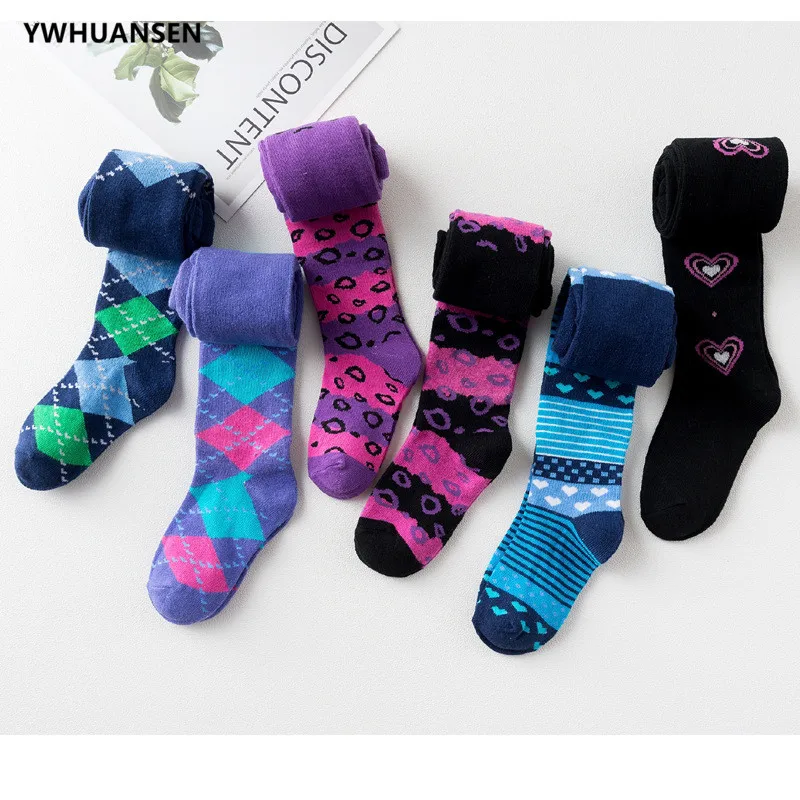 YWHUANSEN/ г. Новые детские колготки с ромбовидным узором для девочек и мальчиков, хлопковые колготки с рисунком, Collant Enfant, распродажа