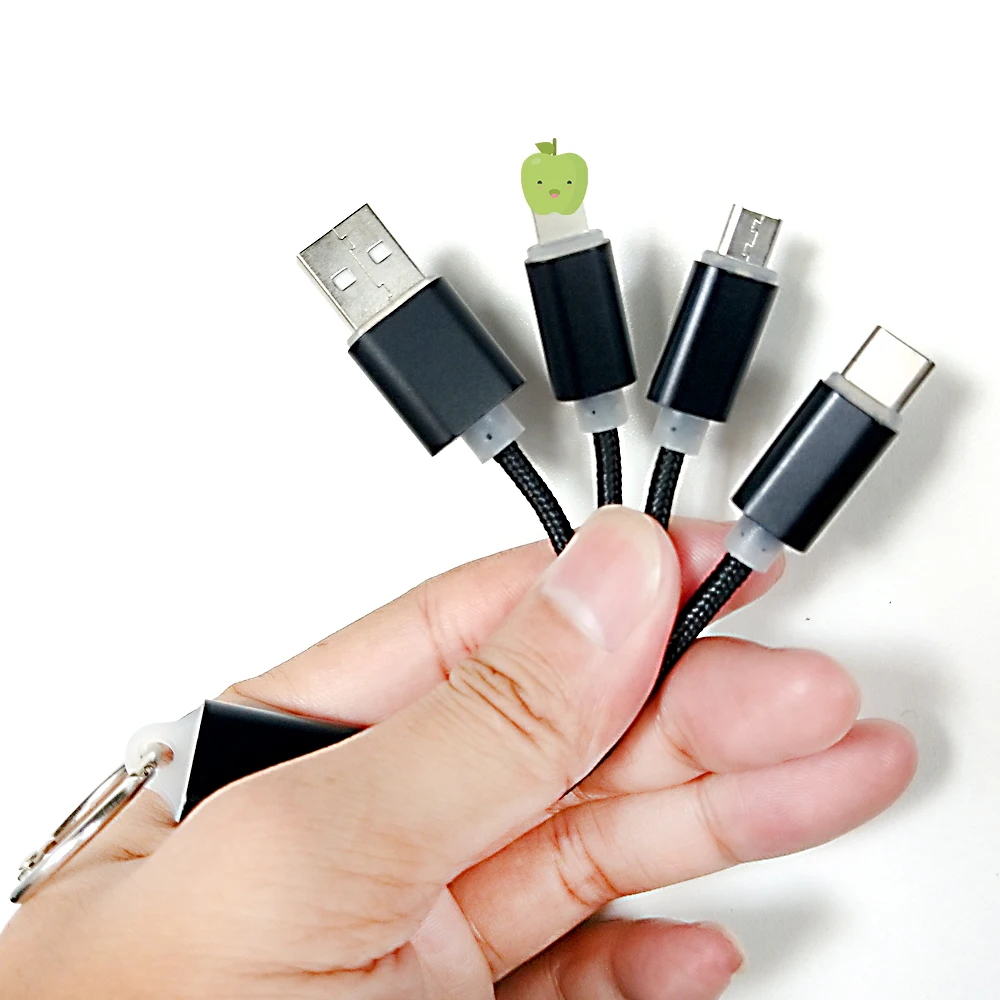 3 в 1 usb зарядный кабель брелок портативный микро type C мульти зарядное устройство