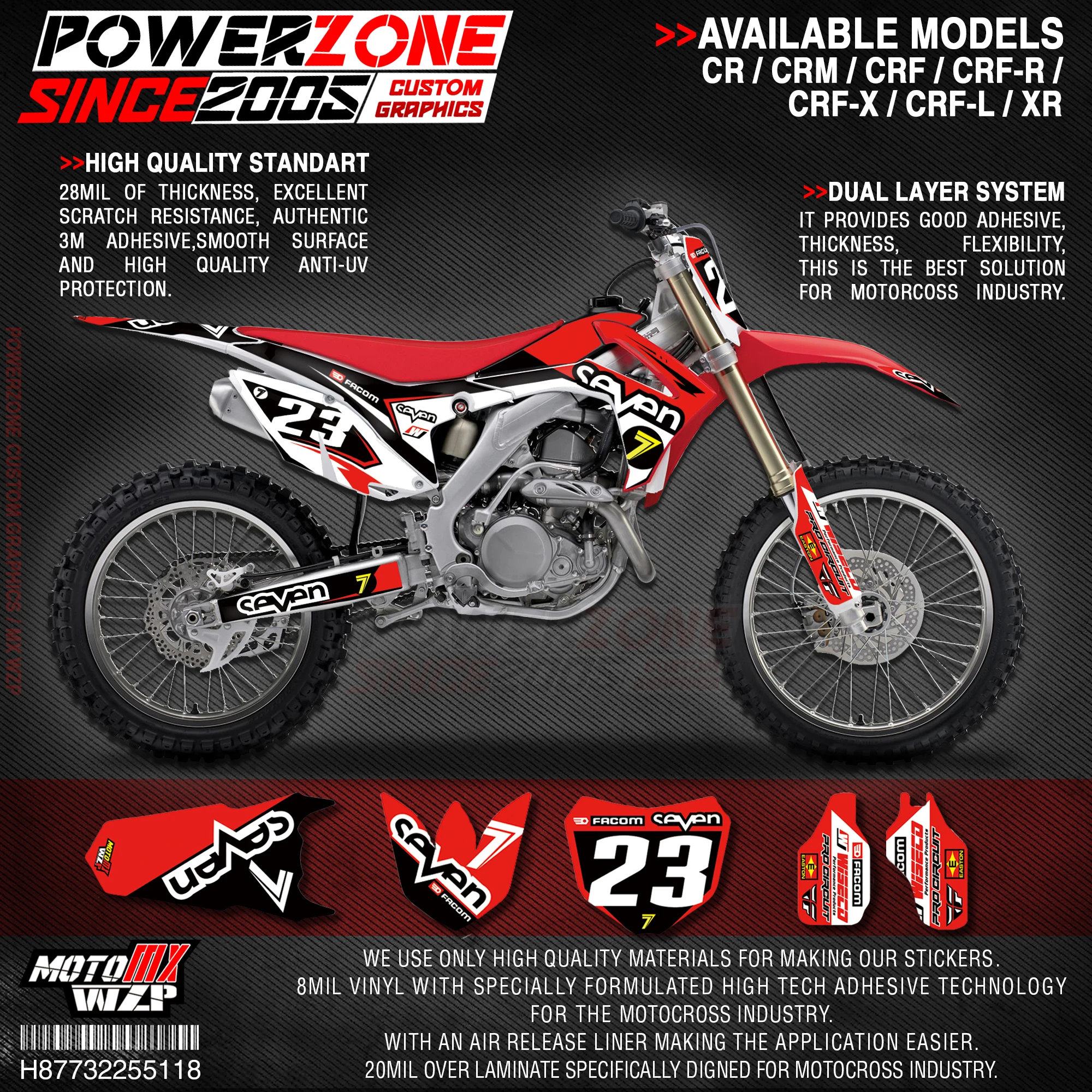 Персонализированные графические фоны PowerZone Team наклейки 3M Набор наклеек для HONDA