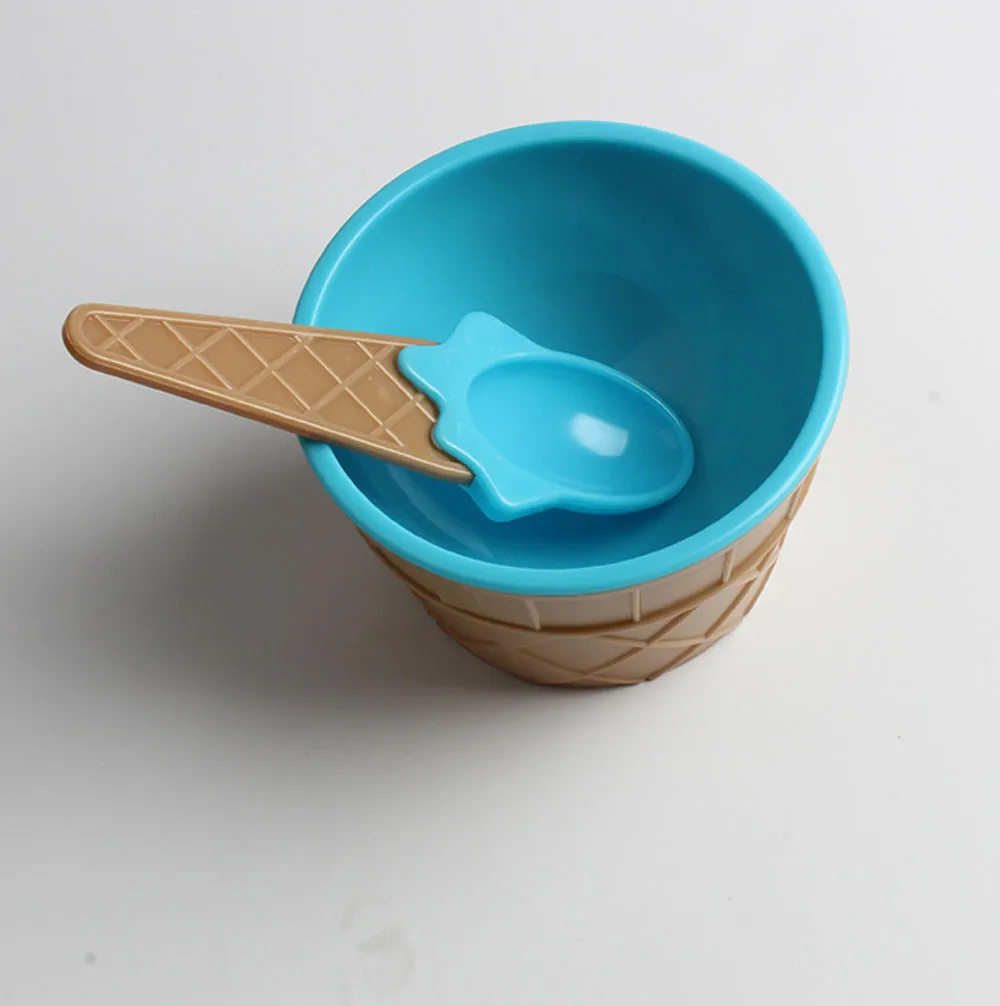 1PC kids ice cream bowls ice cream cup Couples bowl gifts Dessert container holder with spoon Best children gift supply on sale