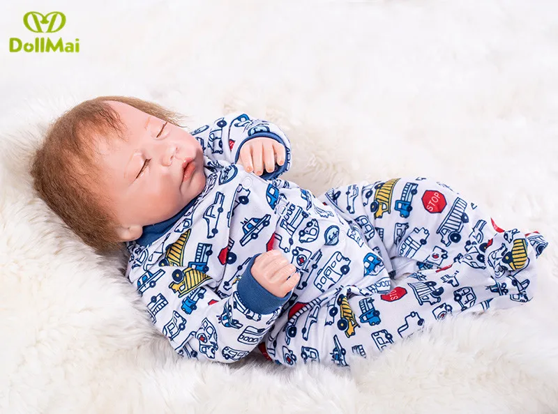 Bebes Reborn 48 см мягкие силиконовые куклы для новорожденных Спящая кукла