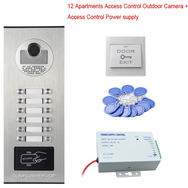 RFID 8/10/12 Call Buttons Video Intercom On The Front Door 8GB Video Recording 9