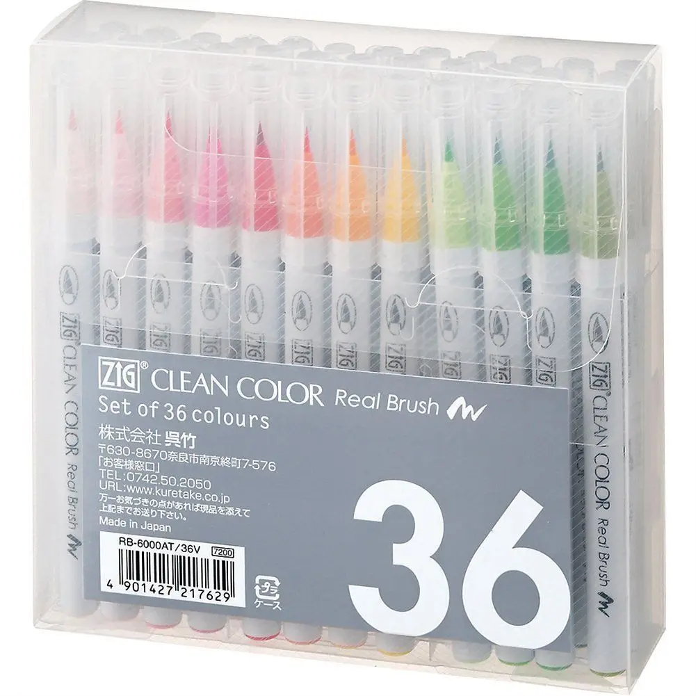 36 Colors Kuretake ZIG чистый цвет настоящий набор кистей RB-6000AT 4VA 4VB 4VC 4VD 12VA 24V 36V 48V 60V 90V - Цвет: 36 Colors
