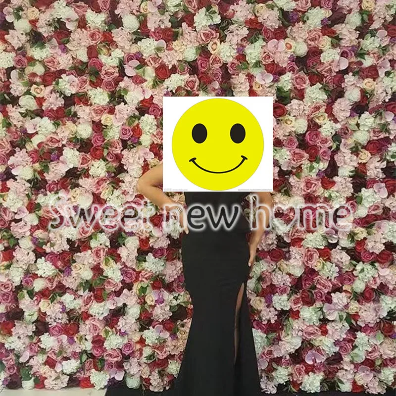 3D Artificial Flower Wall DIY Wedding Background New Hydrangeas Royal Rose Lawn Pillar Fake Plate Road Lead Home | Дом и сад