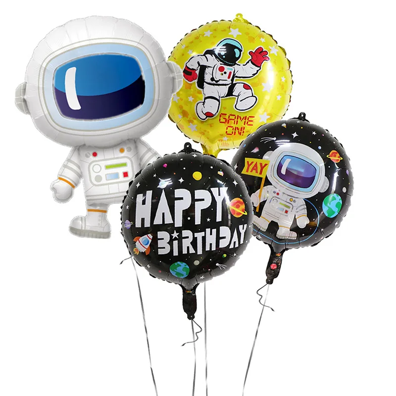 

Galaxy outer space rocket balloon Birthday party boys decoration home decor happy birthday pull flag astronaut foil balloons