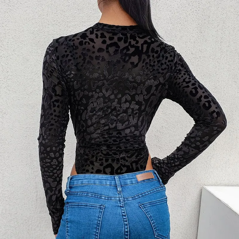 Женский сексуальный боди с леопардовым принтом облегающий короткий комбинезон