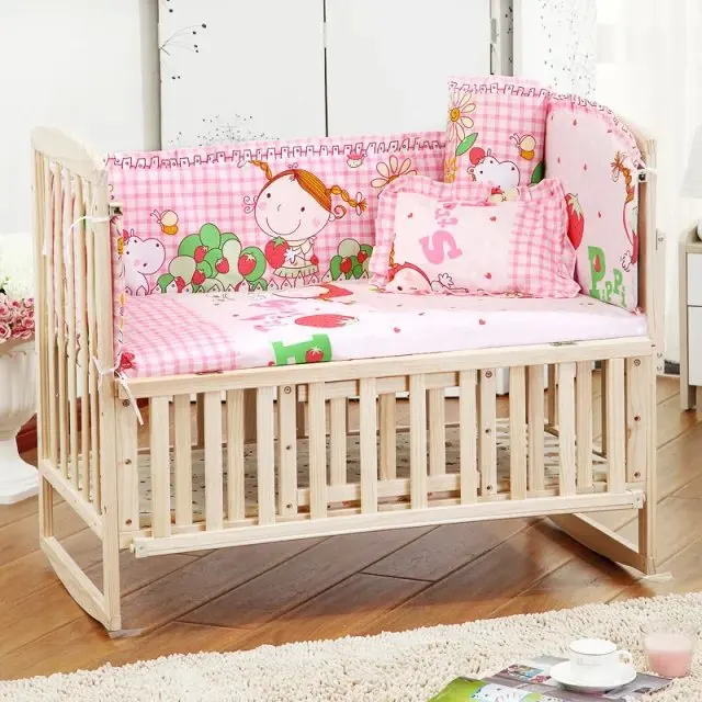 Crib and LittleGirl 100x55 см 3 в 1 многофункциональная деревянная кроватка Детские Постельное белье Портативный Детские кроватка для новорожденного набор постельных принадлежностей для детской кроватки кровать бамперы CP46 - Цвет: Crib and LittleGirl