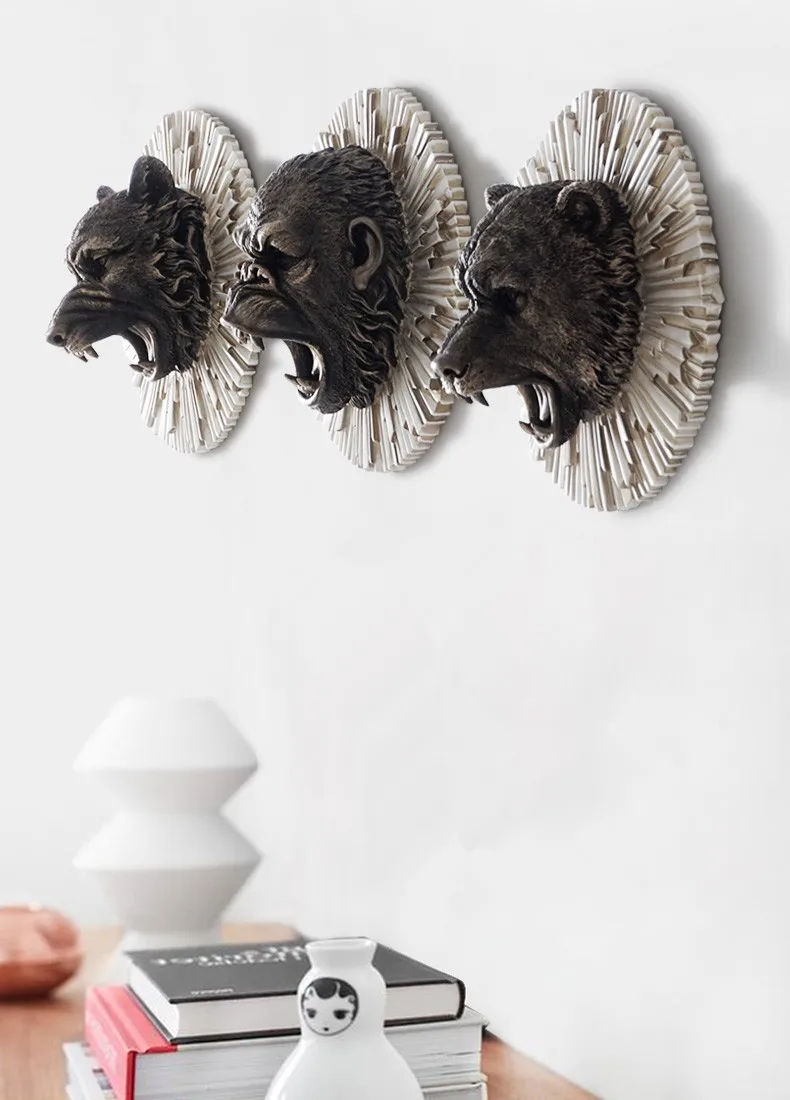 Angry Animal Head креативное украшение на стену из смолы в виде головы животного медведь/Кинг-Конг/Лев/тигр/Волк настенные подвесные украшения лучший подарок