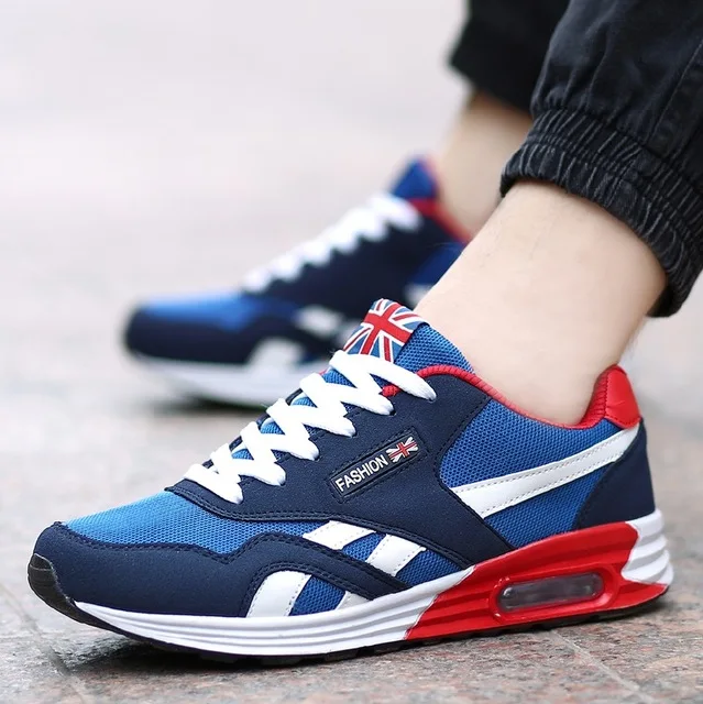 Men Casual Shoes Spring Autumn Breathable Mens Zapatillas Hombre Fashion Lace Up Blue Red Grey plus size 39-46 | Обувь