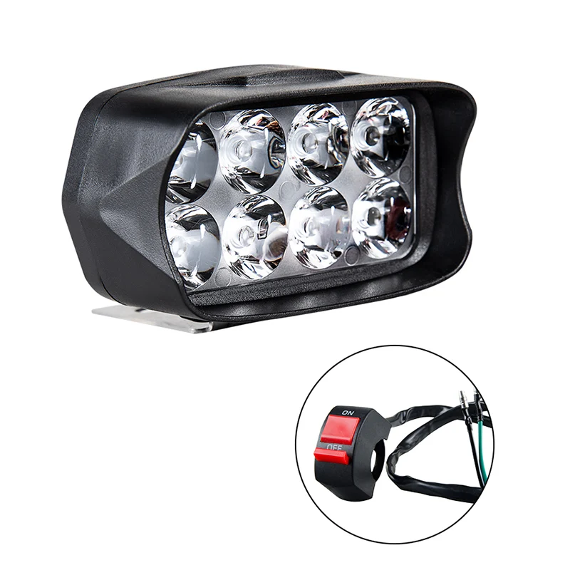 8LEDs Switch Универсальный светодиодный фонарь для мотоцикла, 12 Вт, 18 Вт, 24 Вт, 9-85 В постоянного тока, светодиодный фонарь для мотоцикла, 8 12, 16 светодиодный s, samsung, чип, Рабочий СВЕТОДИОДНЫЙ фонарь - Цвет: 8LEDs Switch