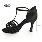 Женские танцевальные туфли для бальных танцев, женская обувь для латиноамериканских танцев, износостойкая нескользящая обувь из воловьей кожи на мягкой подошве, мировая распродажа, атласная кружевная обувь BD 217