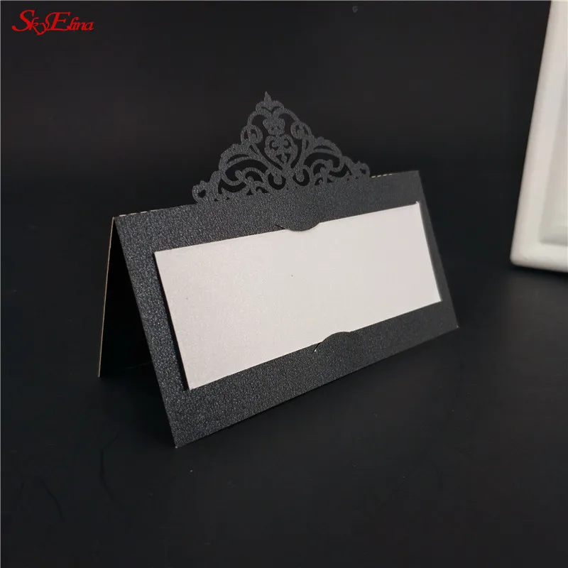black 10/50/100 шт мест карты полые настольная карта свадебная пригласительная карта белый лазерный разрез Свадебные Приглашения Бумага открытка 6Z - Цвет: black