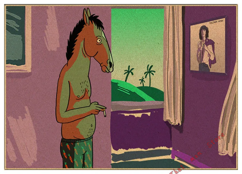 Классический ТВ bojack всадник ВИНТАЖНЫЙ ПЛАКАТ Ретро бумага Вильям Эмерсон Арнетт Рафаэль Боб-Waksberg домашний декор наклейка на стену