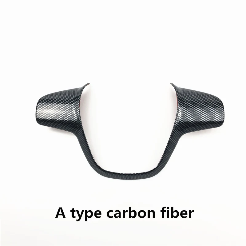 A Type Carbon fiber ABS Car sticker Chrome trim steering wheel paillette cover case for Ford Focus 3 mk3 2012-/KUGA 2013- auto accessories - Название цвета: A Type Carbon fiber