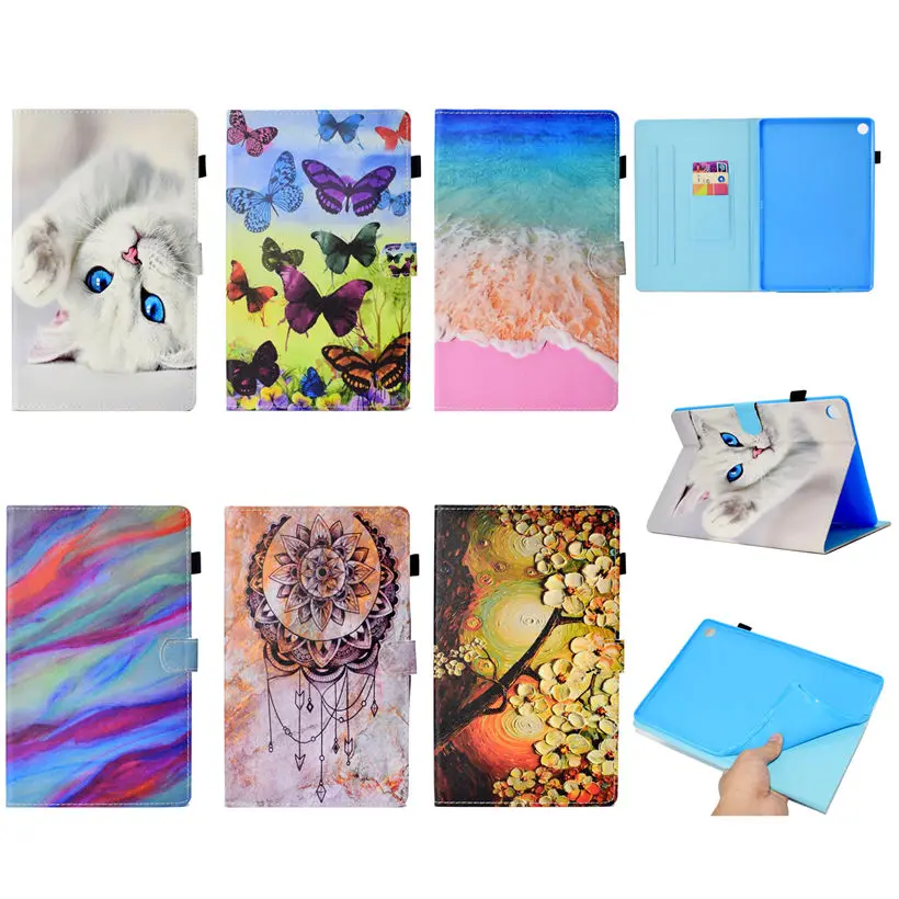 

Cartoon Cat Pattern Case For Huawei MediaPad M5 10 10.8" CMR-AL09 CMR-W09 Smart Cover Funda Tablet Stand Capa Shell+Film+Stylus