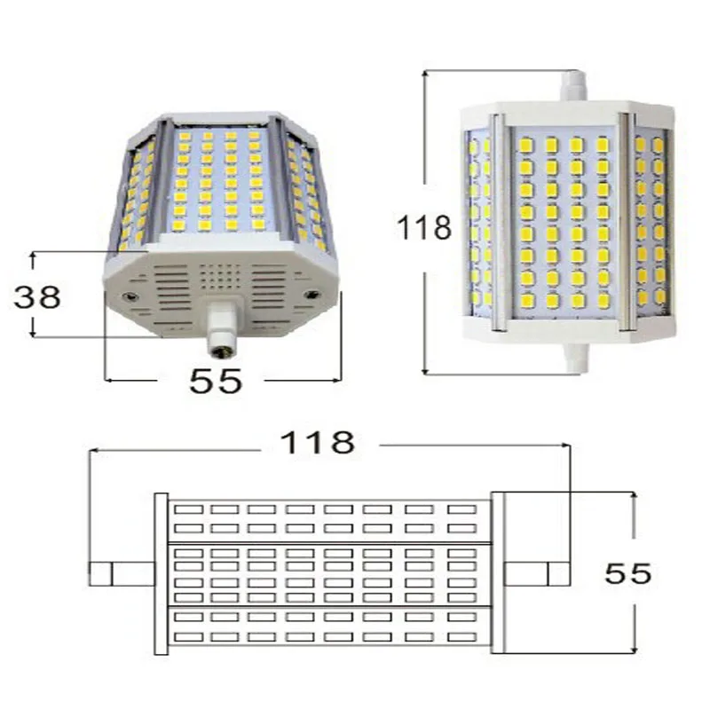 Dimmable High power 30W 118mm led R7S lamp Samsung SMD5730 LED source no noise without fan replace 300W halogen AC110-240V | Лампы и