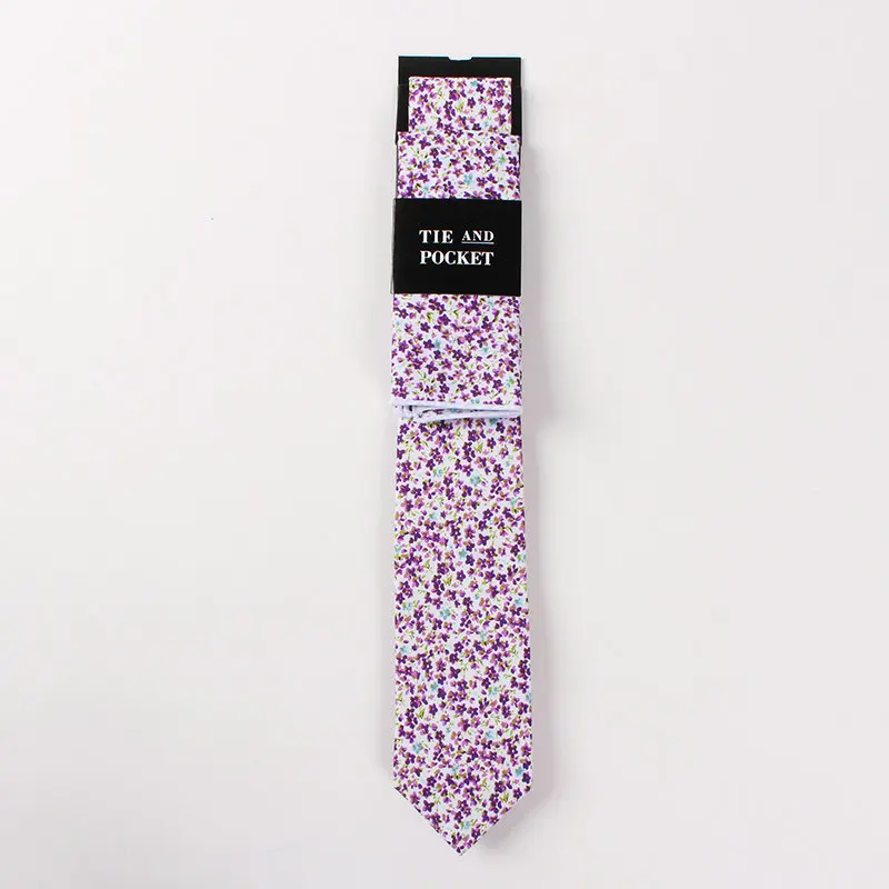 CT047A Хлопок мужской галстук с модным принтом галстук+ Pocket Square Set 6,5 см Галстук Hanky шеи галстуки комплект 42 стиль подарок к празднику Gravata тонкий - Цвет: CT047A