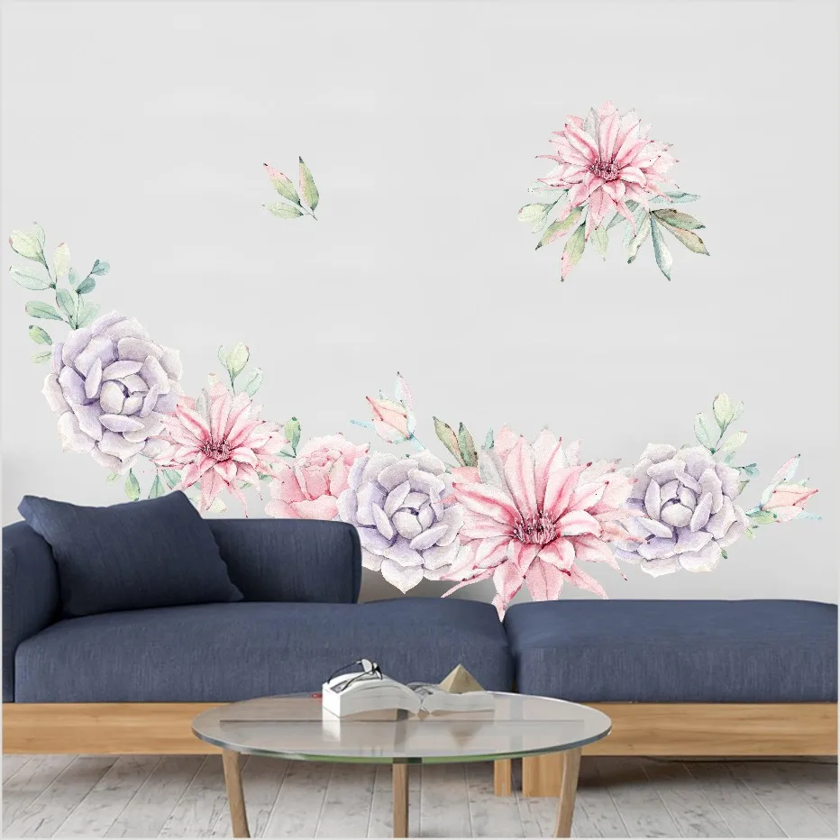 Красивые большие цветы 3D стикер на стену домашний Декор Гостиная Спальня плакат