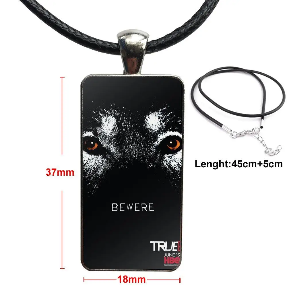 ТВ сериал "Настоящая кровь" постер для женщин модные ювелирные изделия стеклянное кулонное ожерелье ручной работы половина прямоугольника.