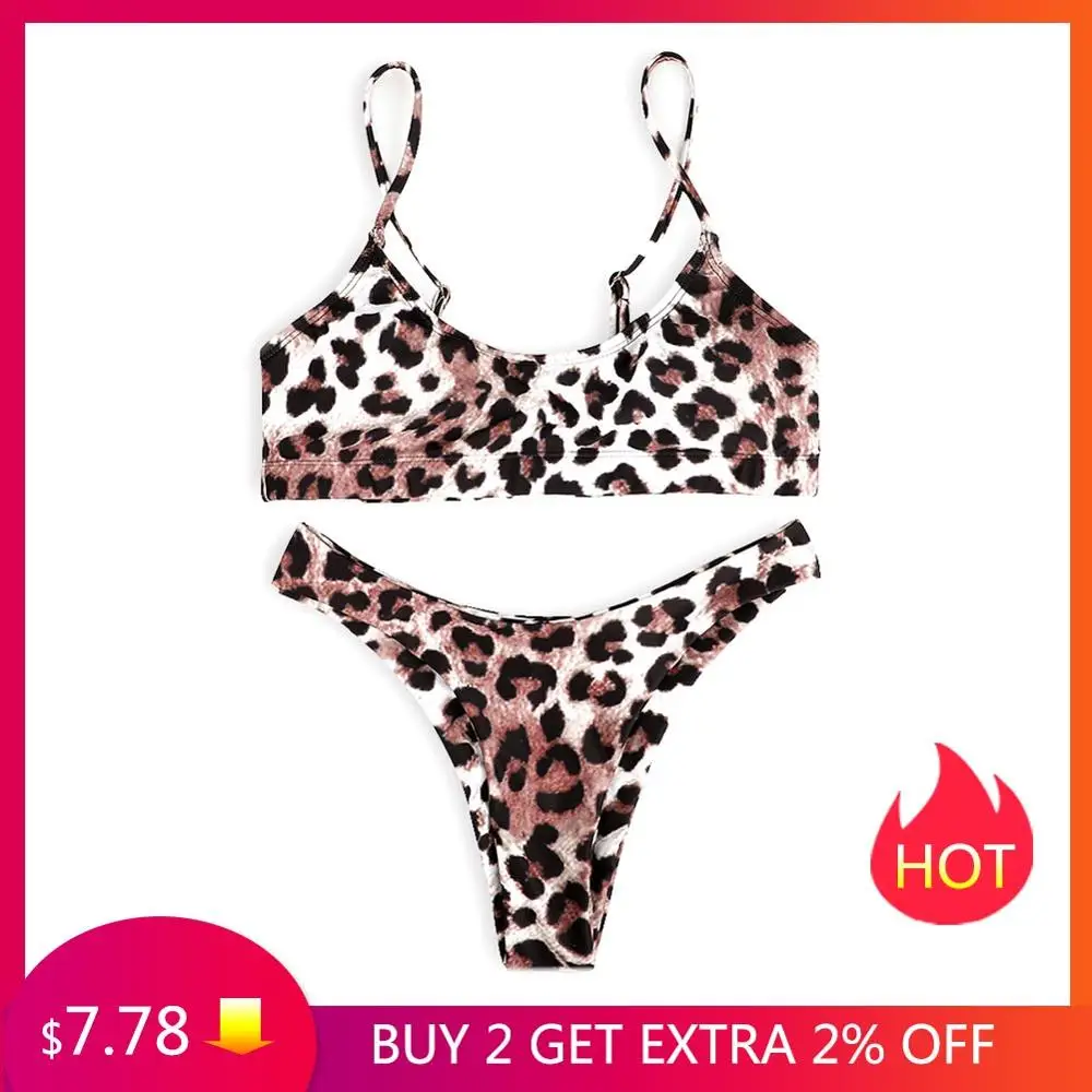Новинка 2019 сексуальный комплект бикини леопардовый купальник с высокой талией
