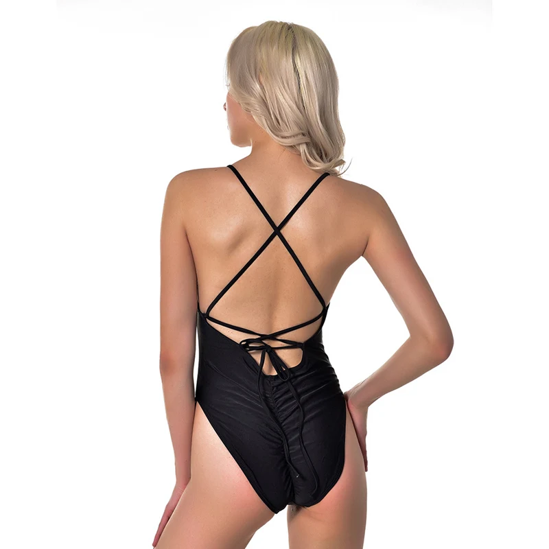 Сексуальный купальник женский купальный костюм 2019 сплошной цвет цельный
