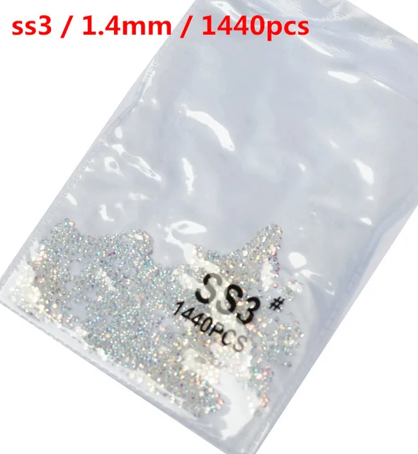 clear AB ss3 1440pcs 2019Newest~ 1440 шт./пакет ss3-ss8 Кристаллы Дизайн ногтей Стразы Украшения Стекло камни чистое Золотое Б ез исправлений стразы - Цвет: clear AB ss3 1440pcs