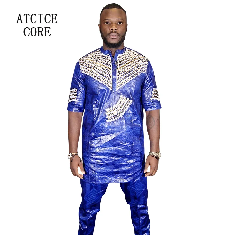 african dress for woman bazin riche embroidery design man top with pants T040 | Тематическая одежда и униформа