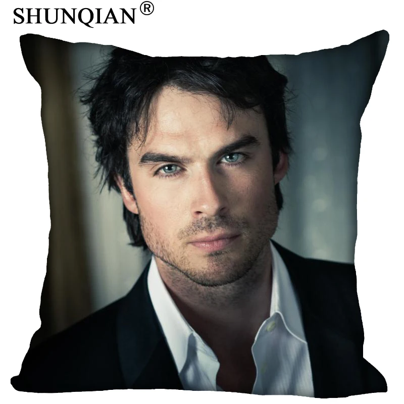 

Наволочка Ian Somerhalder, квадратная, на молнии, для дома, декоративная наволочка, свадьба, индивидуальный подарок, двусторонняя печать