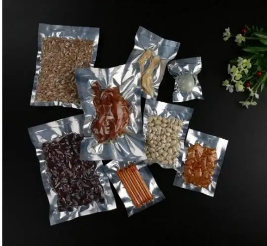 100pcs 18x24 cm (7.09&quotx9.84&quot) Transparent-Silver Aluminum Foil Poly Vacuum Sealer Bag Food | Обустройство дома