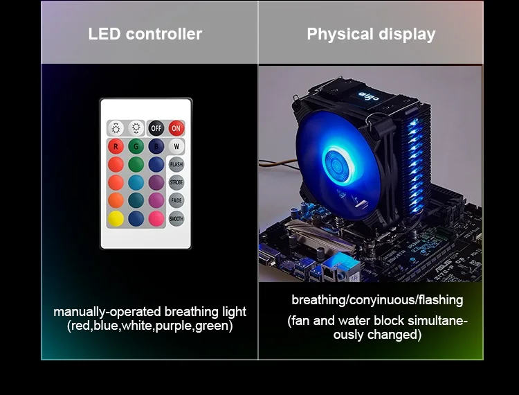 Aigo ледяной K4 процессорный кулер TDP 300W 4 теплопроводов холодильник 4pin PWM RGB 120mm вентилятор радиатора для LGA 2011/1151/1155/1156/775/1366/AM2+/AM3+/AM4