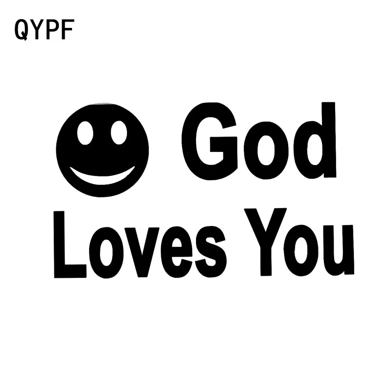 QYPF 15 5 см * 9 развлечение смех Бог любит вас черный серебристый Виниловая наклейка