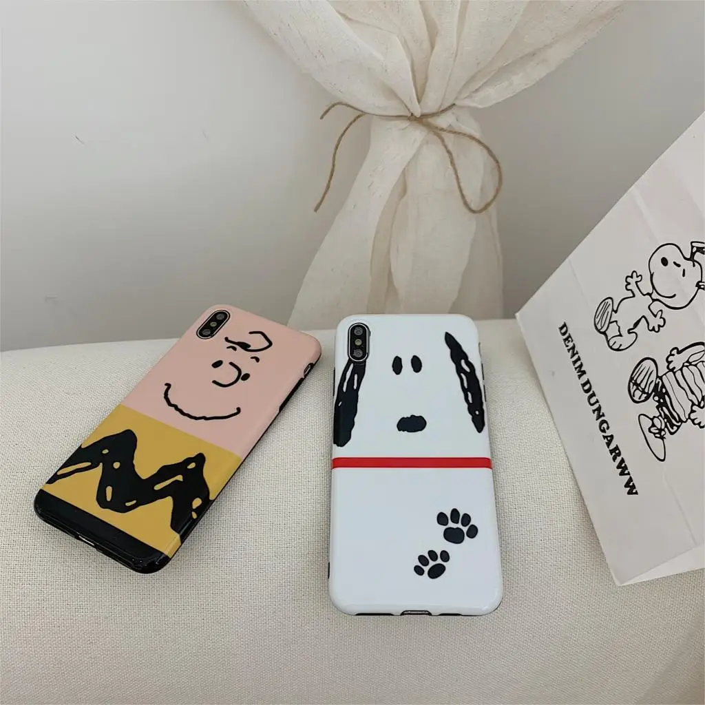 For iphone 7 Case IMD Cartoon Charlie Snoopy Phone iPhone X XR XS Max 6 6S 8 Plus 10 Cover Luxury Funda for Capa |