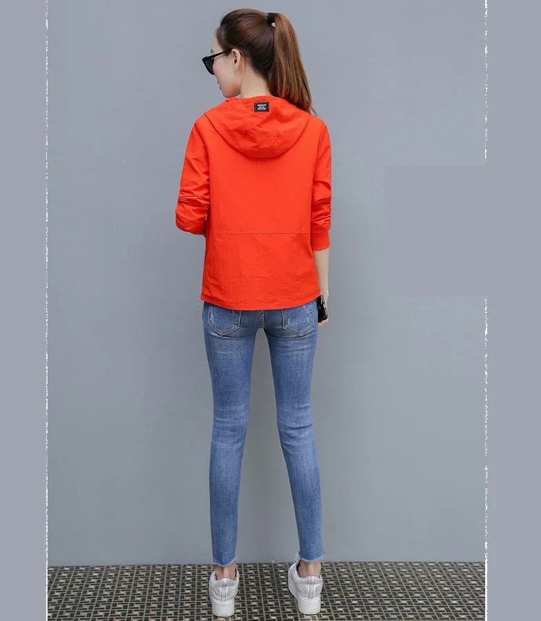 UHYTGF, M-4XL, негабаритная, весенняя, осенняя куртка, женская, модная, на молнии, с капюшоном, короткая верхняя одежда, женская, свободного размера плюс, куртка для девушек 1129