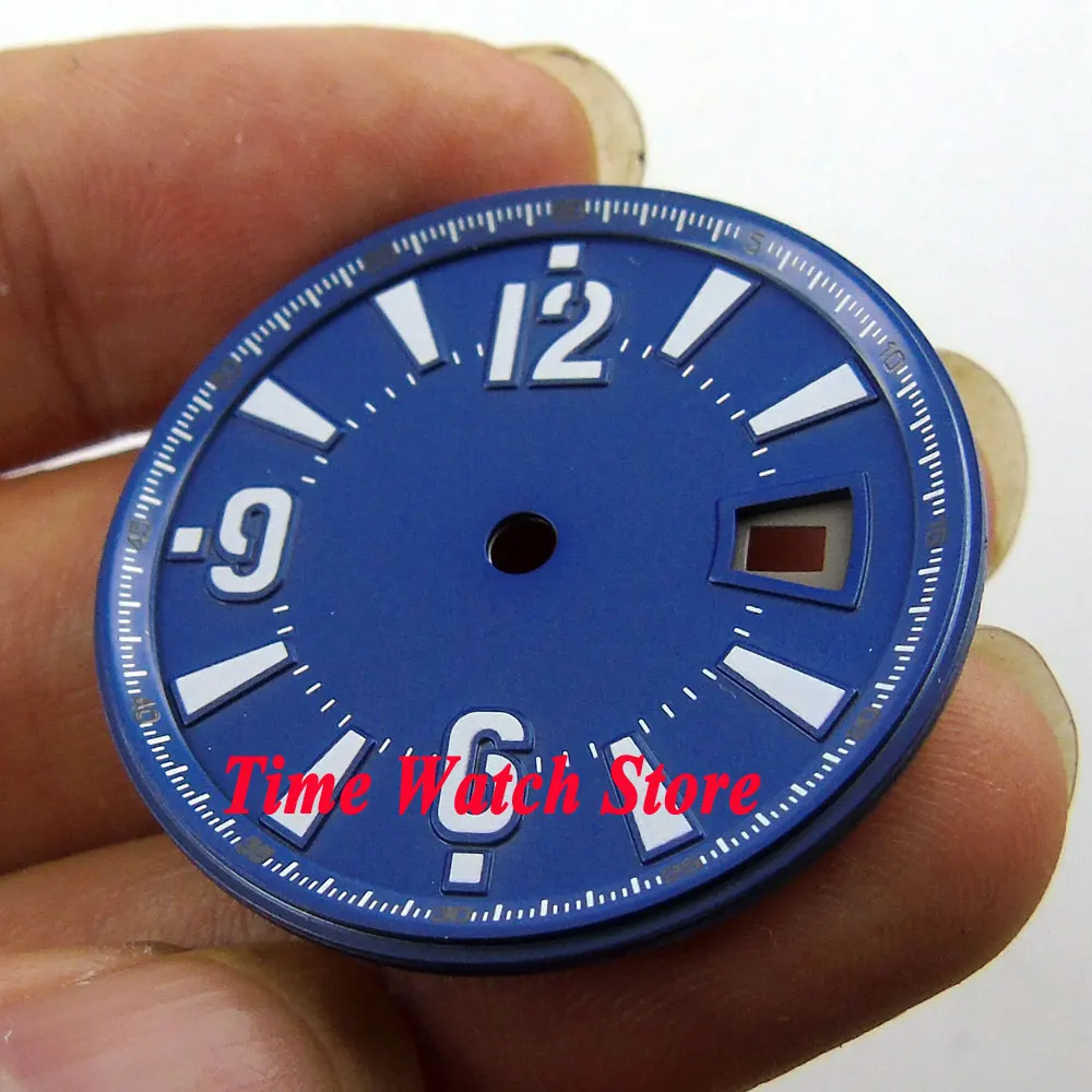 31 5 мм синий циферблат белые отметки Дата окно часы для ETA 2836 Mingzhu 2813 4813 механизм