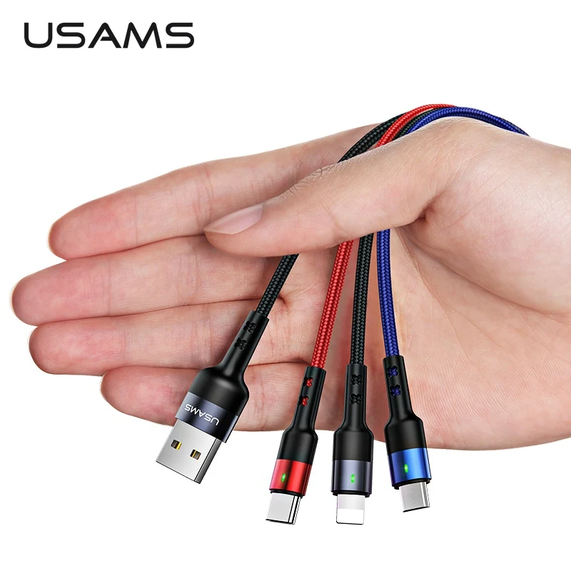 3 в 1 USB кабель для мобильного телефона USAMS Micro Type C зарядный освещения зарядное