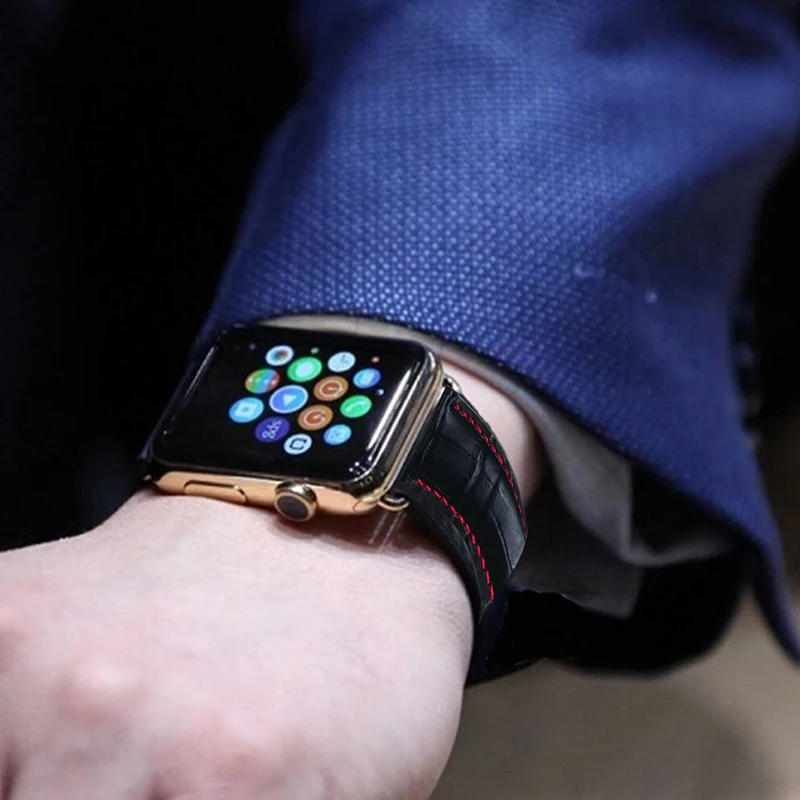 Кожаный ремешок AKGLEADER для Apple iWatch из натуральной кожи с складной пряжкой Watch Series 1 2