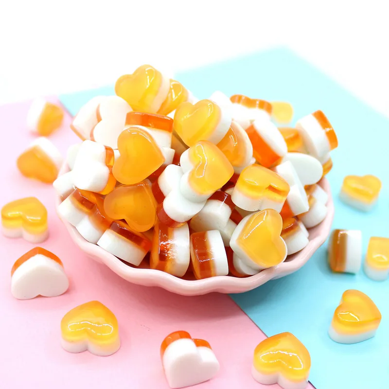 10 шт. имитация в виде сердца и полимерные Стразы плоские с оборота кабошоны