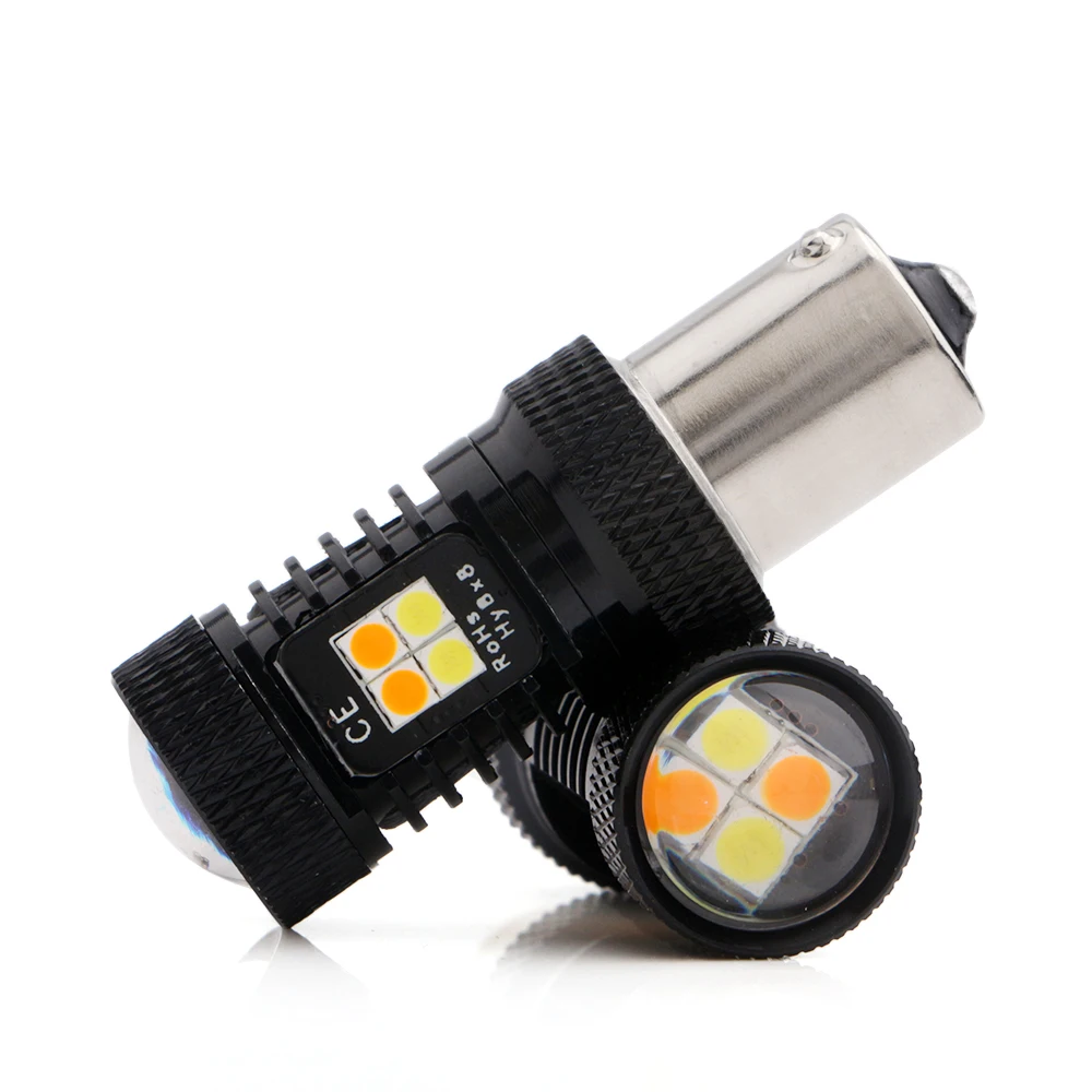 Светодиодный переключатель P21W BA15S BAU15S PY21W 1 шт. 3156 3157 7440 7443 3030 белый + янтарный