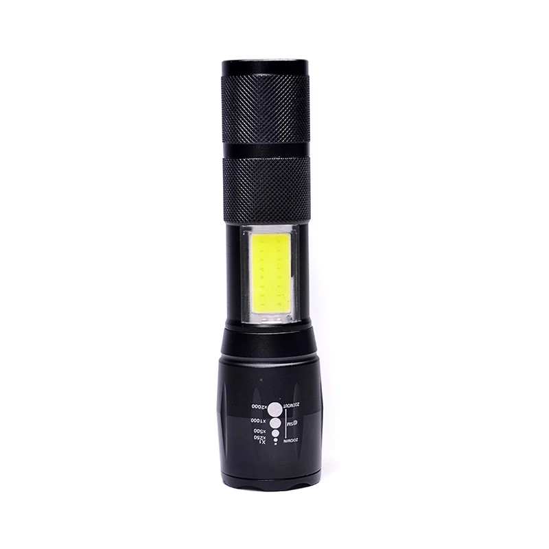 LED Flashlight Side COB Lamp Design T6 8000 Lumens Zoomable Torch 4 Light Modes by 18650 Battery | Flashlights &amp Torches