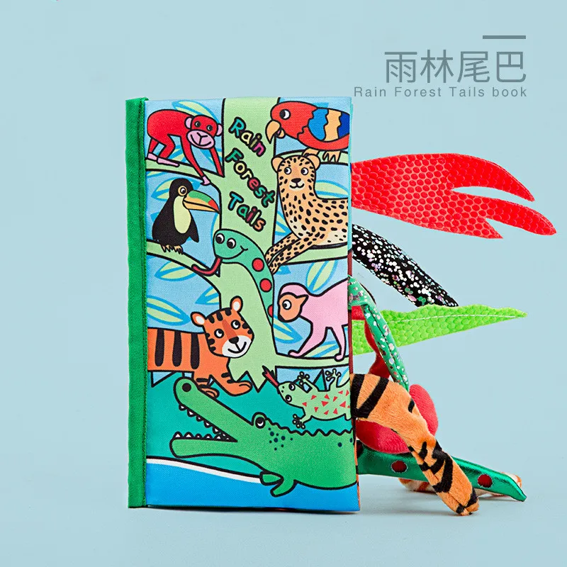Тканевая книга Дети 3D хвосты животных мягкие книги Плюшевые младенческие Styoller игрушки детские тканевые хвосты животных обучающая игрушка новорожденный игрушка для кровати - Цвет: ZWX111-11