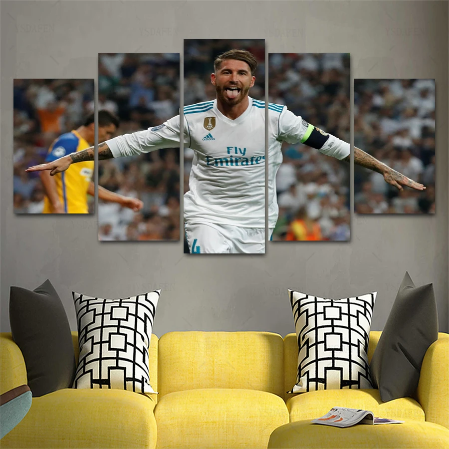 Прямая поставка HD 5 Панель Холст Искусство богатый и Messi картина с пантерой горный