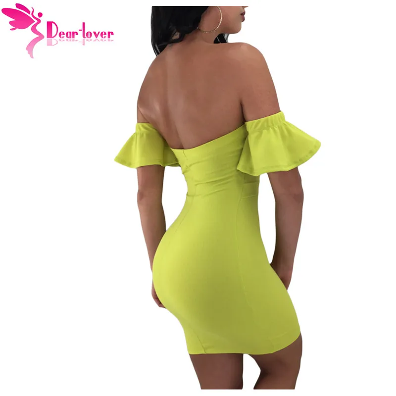 Dear Lover сексуальное с открытыми плечами платье Club Вечерние Короткие Lime
