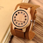 BOBO BIRD, бамбуковые деревянные часы, мужские кварцевые часы для мужчин и женщин, 12 отверстий, дизайн циферблата с кожаным ремешком, relogio masculino, J-A26