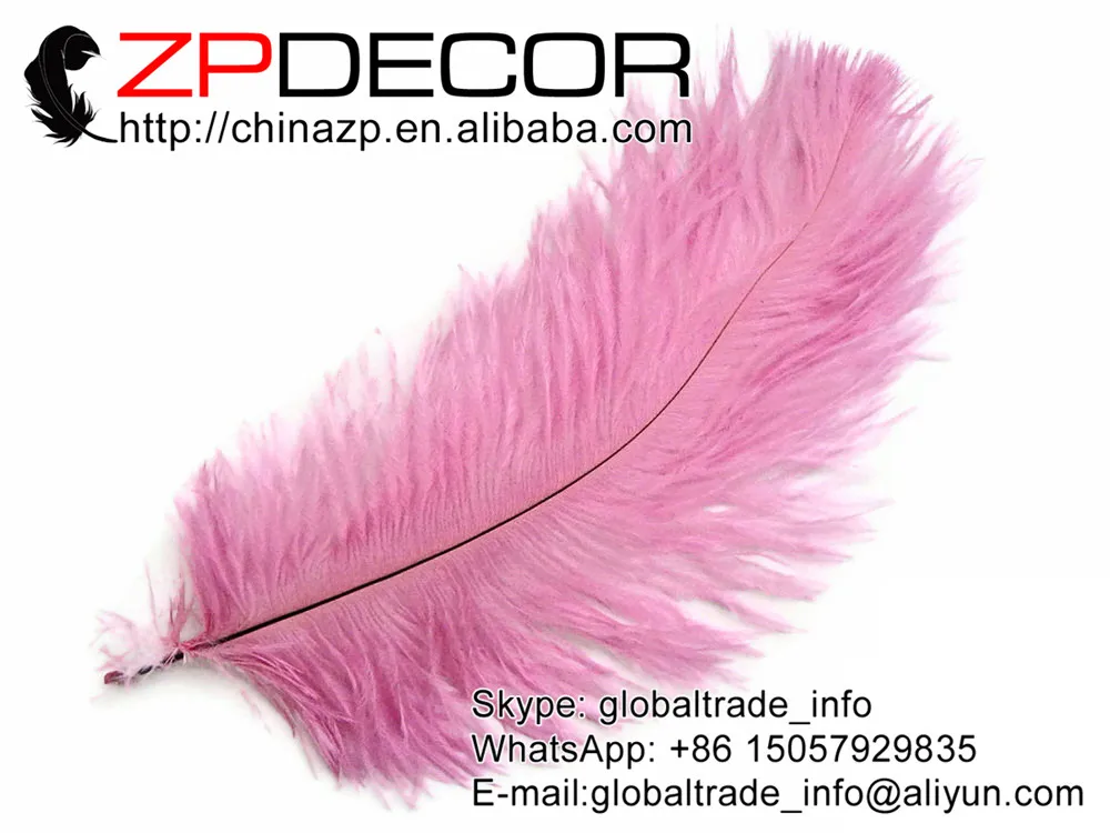 Фото Zpdecoration 100 шт./лот 40-45 см (16-18 дюймов) Светло-Розовый Окрашенные продажи перьев вольселя Свадебные украшения Страусиные Шлейфы №2