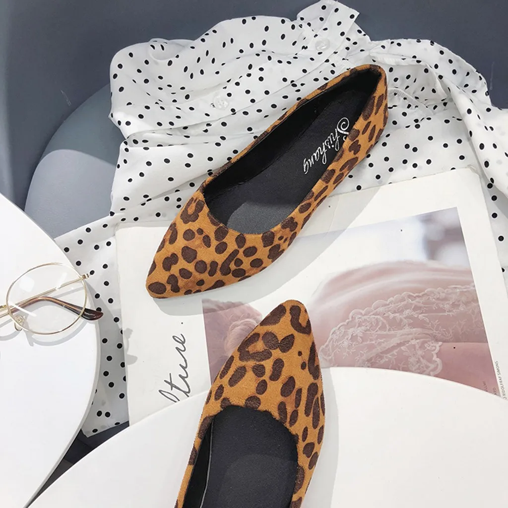 SAGACE/Женская обувь Сезон лето Loepard Модные тонкие туфли на плоской подошве с острым
