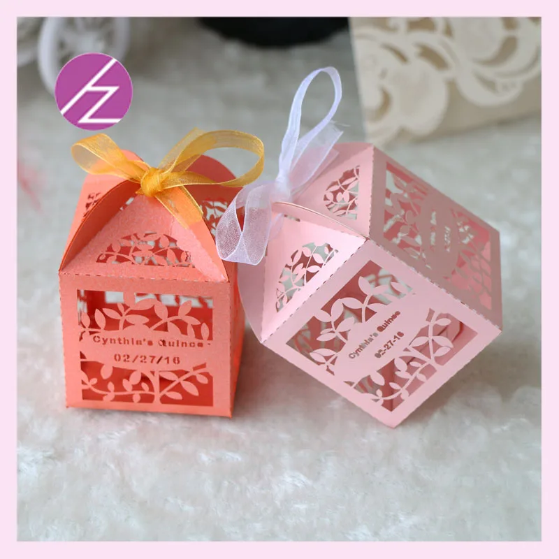 Пользовательские имя и дата 100 шт Романтические цветы DIY конфеты печенья