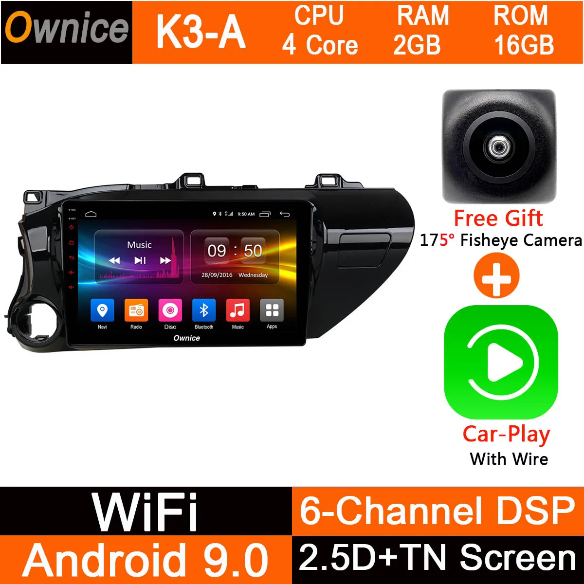 10," ips 8 ядерный 4 Гб ram+ 32 Гб rom Android 9,0 автомобильный dvd-плеер gps радио для Toyota Hilux DSP CarPlay мультимедиа - Цвет: K3-A-CarPlay