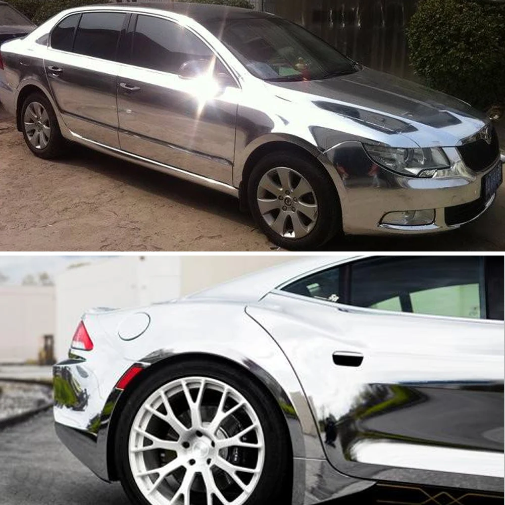 Виниловая пленка хромированная наклейка на автомобильное зеркало Высокая