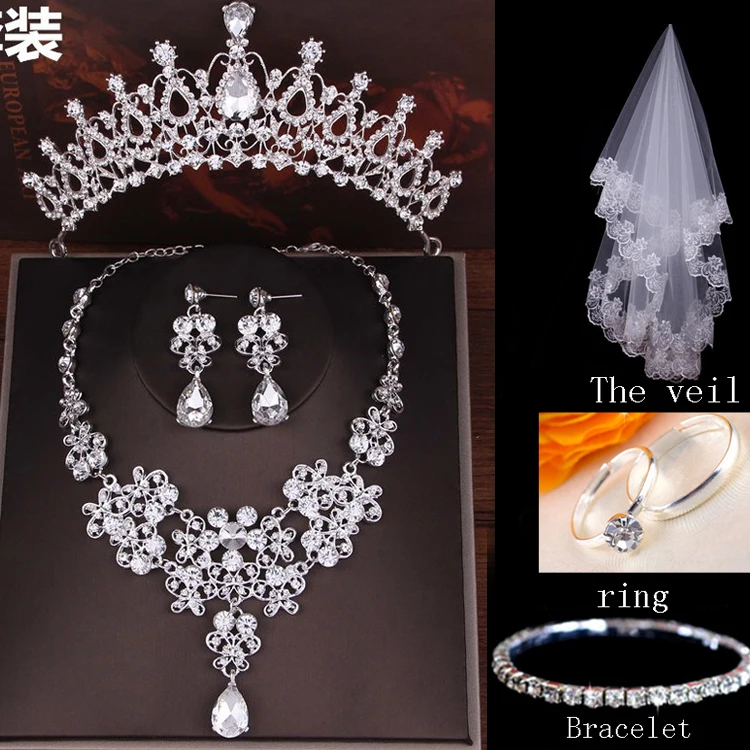 Модная одежда со стразами; Casamento Conjuntos de Joias De Noiva Casamento Joias Acessorios de Noiva Tiara Colar Brinco