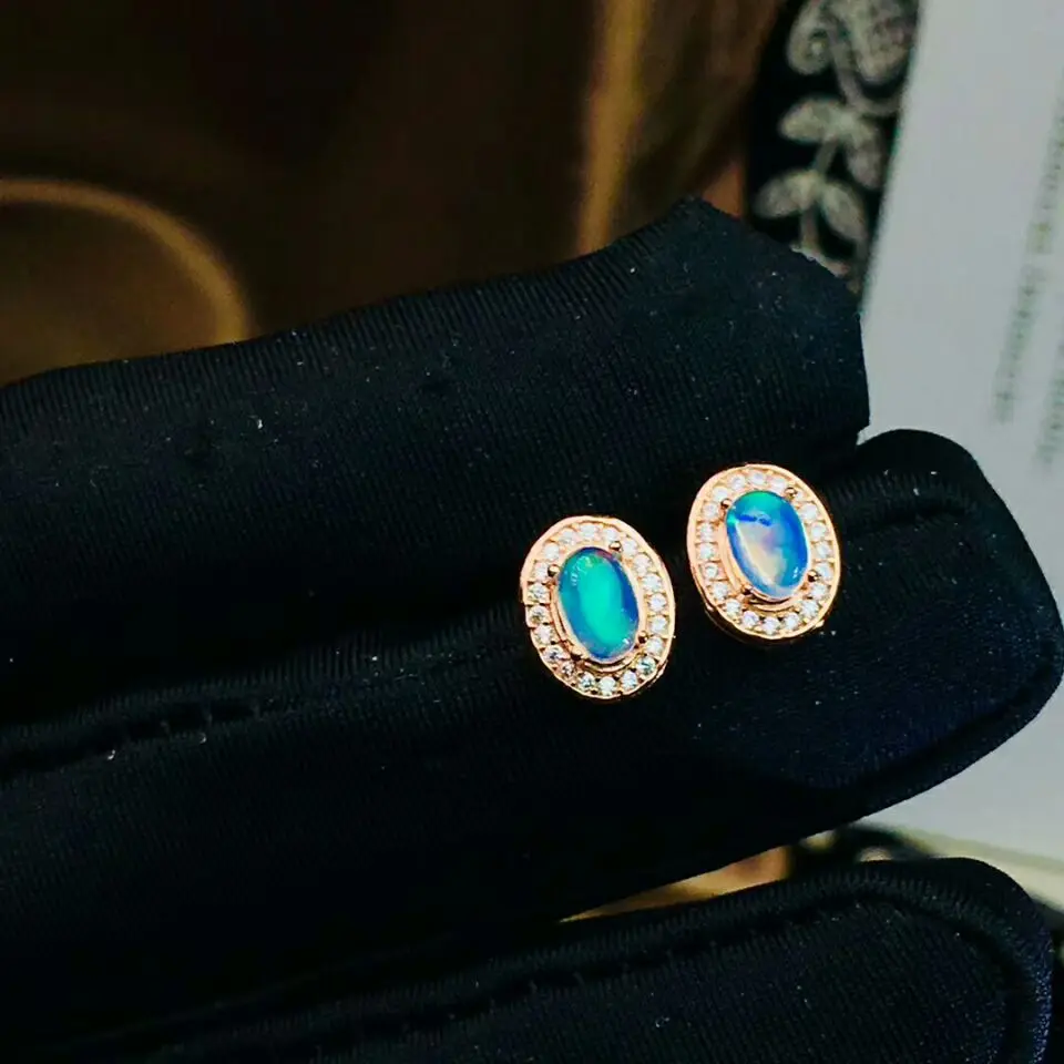 Earrings MeiBaPJ натуральный опал драгоценный камень серьги кольцо ожерелье браслет 4 шт. Сиут для женщин Настоящее 925 пробы серебро ювелирные изделия набор - Цвет камня: Earrings